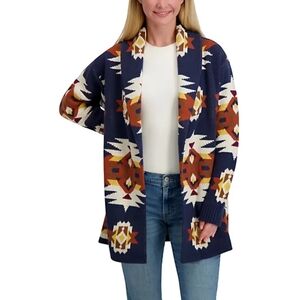 Lucky Brand Tribal Pattern Shawl Collar Open Front Cardigan Size XL